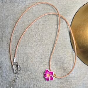 Pink and Gold Flower Pendant Necklace